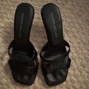 Tamara Mellon Black Pillowtop cushion Heels